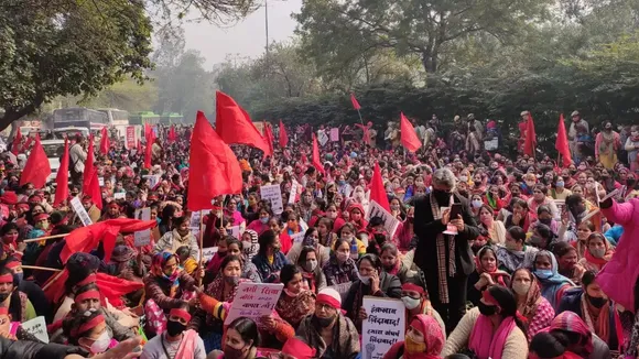 Anganwadi workers stage protest, demand revocation of termination