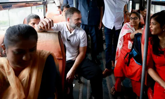 Rahul Gandhi takes a bus ride in Bengaluru, interacts with college students and working women