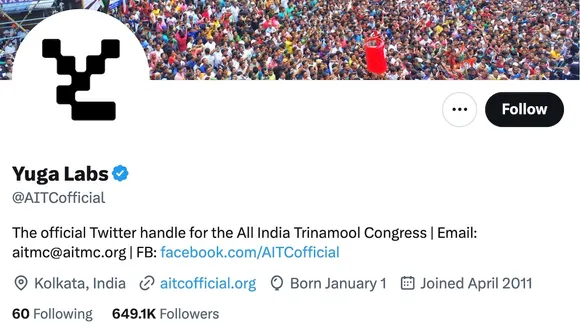 Trinamool Congress' Twitter account @AITCofficial hacked