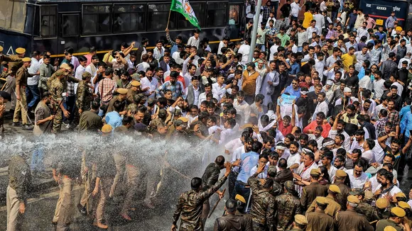 Police use water canons as protesting Youth Cong workers march to gherao Rajasthan CM's residence