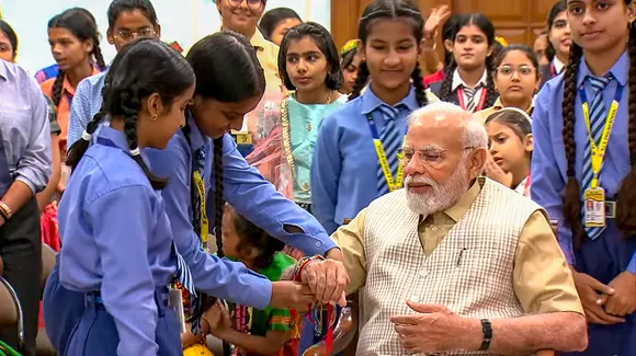 PM Modi greets people on Raksha Bandhan, celebrates with school children