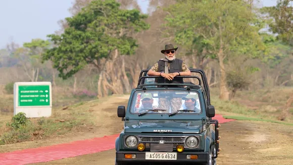 PM Narendra Modi enjoys safari in Assam's Kaziranga National Park