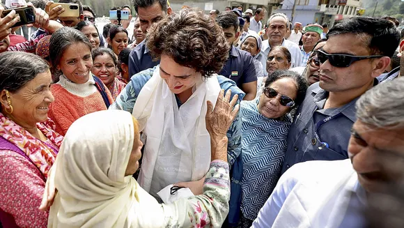Priyanka visits flood-hit areas in Himachal's Kullu, asks Centre to extend help to state