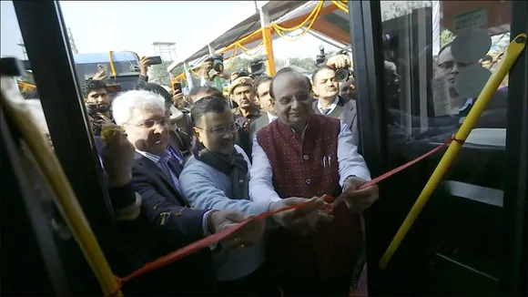 Delhi LG Saxena, CM Kejriwal flag off 500 electric buses