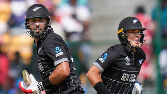 Ravindra's hundred, Williamson's fifty power New Zealand to 401 against Pakistan