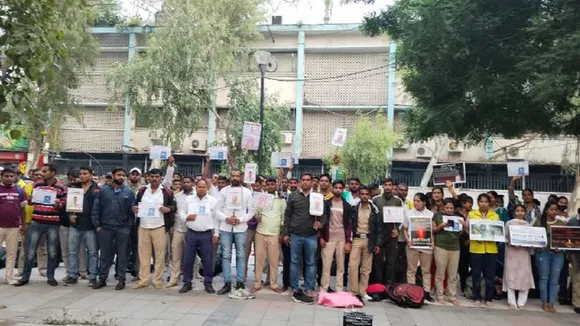 Civil defence volunteers stage protest in central Delhi over termination of their services