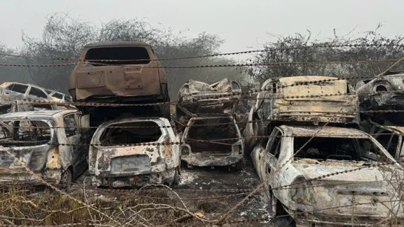 450 vehicles kept at police yard gutted in fire in Delhi's Wazirabad