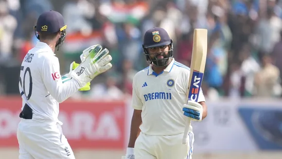 Rohit Sharma's unbeaten fifty carries India to 93/3 at lunch against England