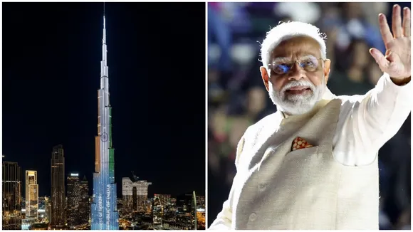 Burj Khalifa lit up with Indian Tricolour to welcome PM Modi