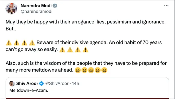 PM Modi uses extra emojis to denounce 'divisive agenda' of Congress