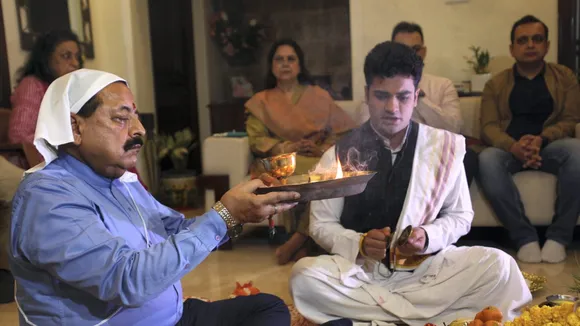 Ahead of filing nomination, Jitendra Singh performs puja at home in Jammu