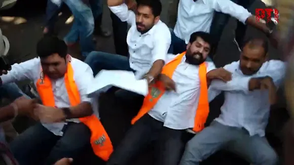 'Separate nation' remark: BJP members protest outside Congress MP D K Suresh's residence