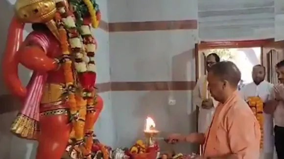 UP CM Yogi Adityanath performs puja at Gorakhpur temple on Hanuman Jayanti
