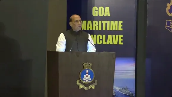 Defence Minister Rajnath Singh arrives in Goa to address maritime conclave