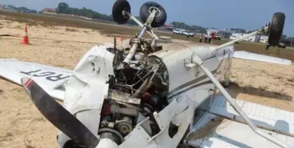 Trainer aircraft overturns in Kerala, pilot safe