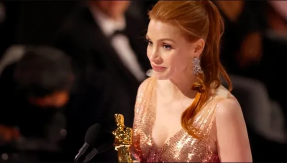 Jessica Chastain wins best actress Oscar trophy for 'The Eyes of Tammy Faye'