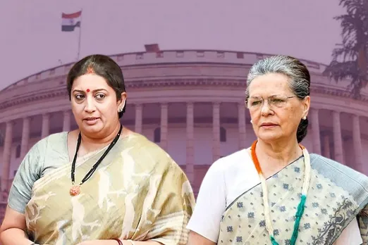 Sonia-Smriti face-offâ Congress MPs protest in Parliament premises, demand govt apology