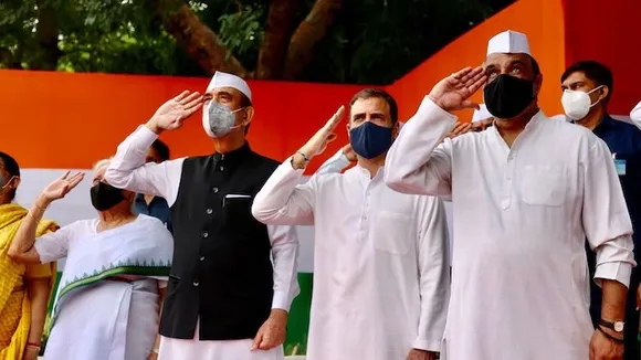 Congress leader Ambika Soni unfurls national flag at party headquarters