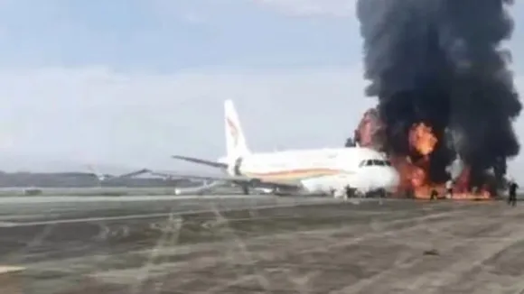 Tibet Airlines' plane in China veers off runway, catches fire; 25 injured
