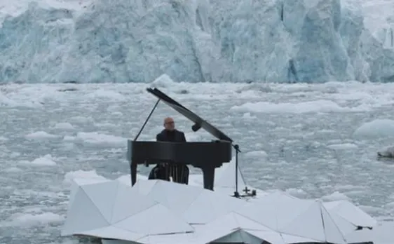 A message to protect the Arctic: Haunting performance of pianist on floating platform