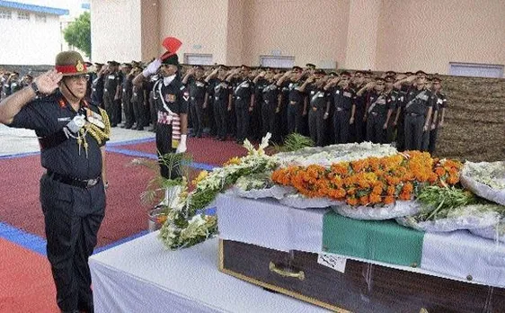 Floral tributes paid to BSF jawan who dies during ceasefire violation by Pakistani troops in Machhil sector