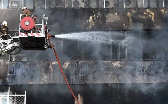 Massive fire breaks out at  Lok Nayak Bhawan near Khan Market, Delhi; 26 fire tenders at the spot 