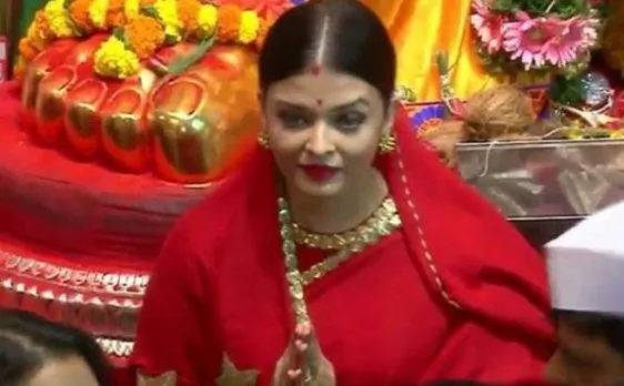 Ganesh Visarjan 2017: Aishwarya Rai Bachchan looks elegant in red saree