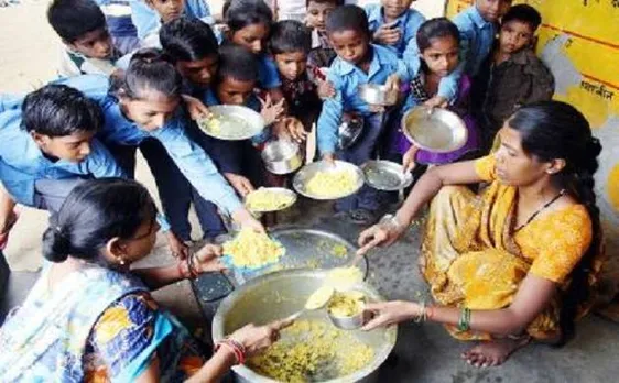 MP govt primary school children asked to clean toilet with mid-day meal plates  	