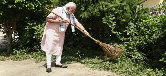 Swachhata Hi Seva: PM Modi sweeps Delhi school premises; interacts with students