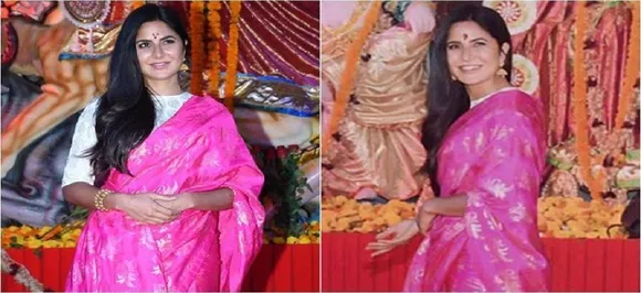 Katrina Kaif lights up the festive season in this pink Masaba Gupta sari