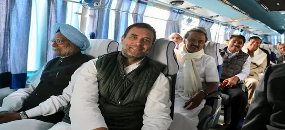 On 'Gathbandhan' bus, Rahul Gandhi takes Opposition leaders to oath-taking ceremonies 