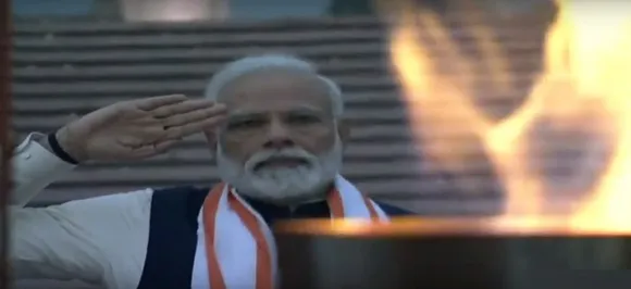 Prime Minister Narendra Modi lights eternal flame at National War Memorial 