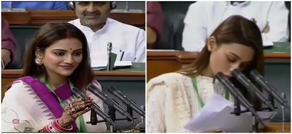 Trinamool MPs Nusrat Jahan, Mimi Chakraborty take oath in Lok Sabha