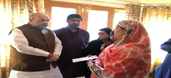 Amit Shah meets family of J-K police inspector Arshad Khan killed in Anantnag terror attack