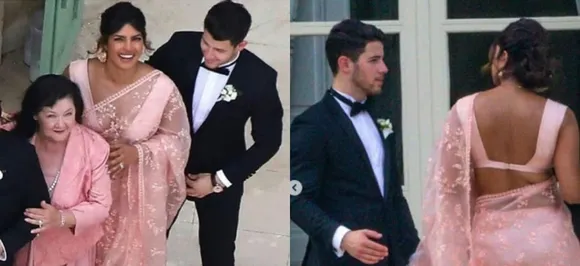 Priyanka Chopra ups the fashion game in pink saree at Sophie Turner and Joe Jonas' wedding