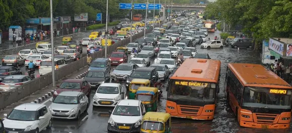 Minutes of rainfall leaves Delhi waterlogged, traffic moves at snail's pace