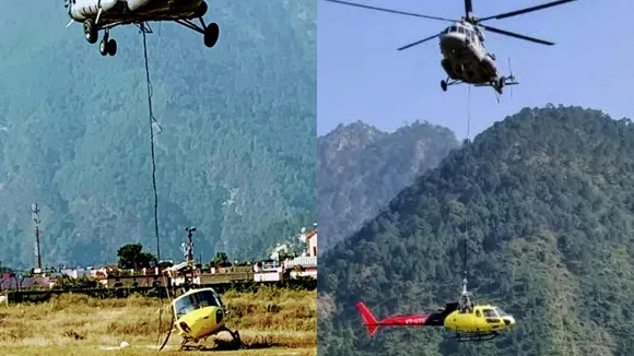 WATCH | IAF Helicopters Evacuate Crashed Private Aircraft From Kedarnath