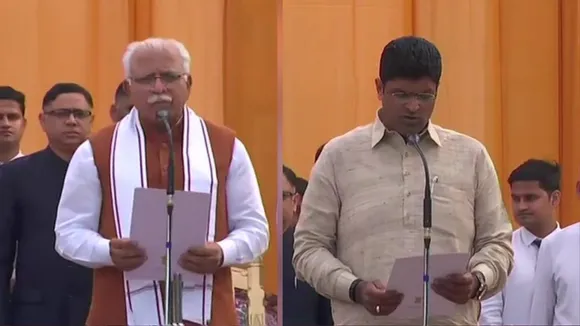 ML Khattar Takes Oath As Haryana Chief Minister, Dushyant Chautala As His Deputy 