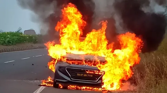 Woman Burnt Alive After Car Suddenly Catches Fire In Karnataka's Bidar  