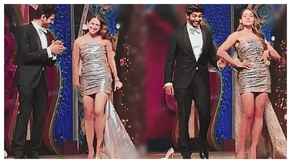 Sara Ali Khan Almost Falls Off Stage, Kartik Aaryan Rushes To Rescue Her, WATCH