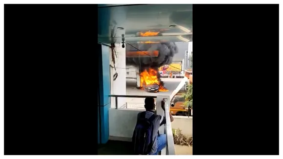 Car Catches Fire At A Petrol Pump In Hyderabadâ€™s Shaikpet, No Casualties Reported