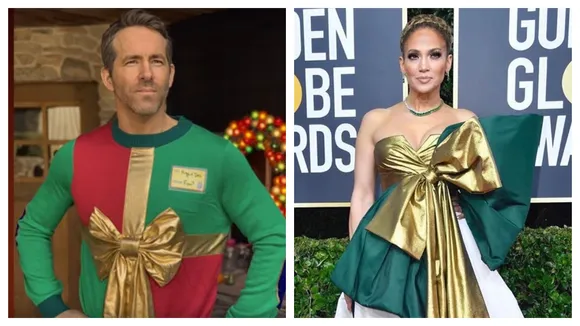 Netizens Are Convinced Jennifer Lopezâ€™s Golden Globes Dress Is â€˜Recycledâ€™ From Ryan Reynolds' Ugly Sweater  