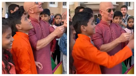 Jeff Bezos Celebrates â€˜Makar Sankrantiâ€™ Flying Kites With Kids In Delhi, WATCH