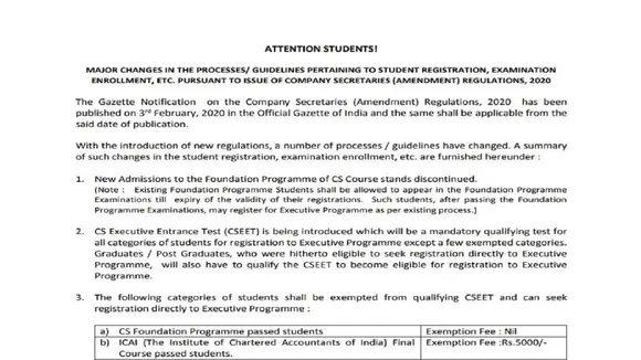 ICSI CS Foundation Programme