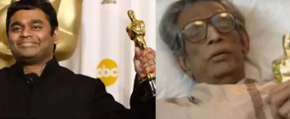 Satyajit Ray and A R Rahman with Oscars