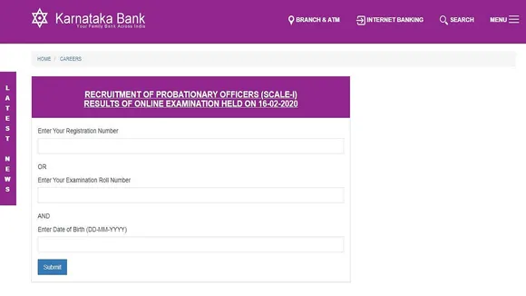 karnataka bank po result 2019