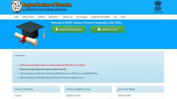 ncert rie cee application 2020