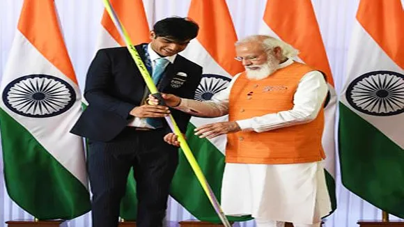 Neeraj Chopra with Narendra Modi