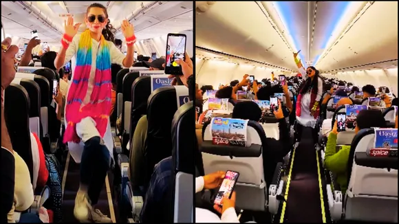 spicejet cabin crews holi dance video on flight 