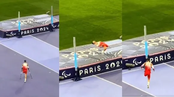 an athlete with one leg conquer high jump in Paris Paralympic 2024 watch viral video